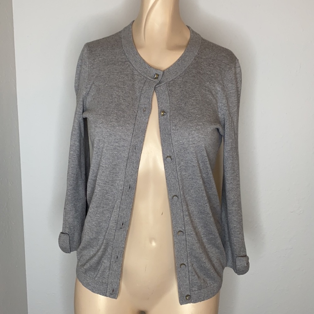 Kate spade grey sweater cardigan bow sleeves XS
